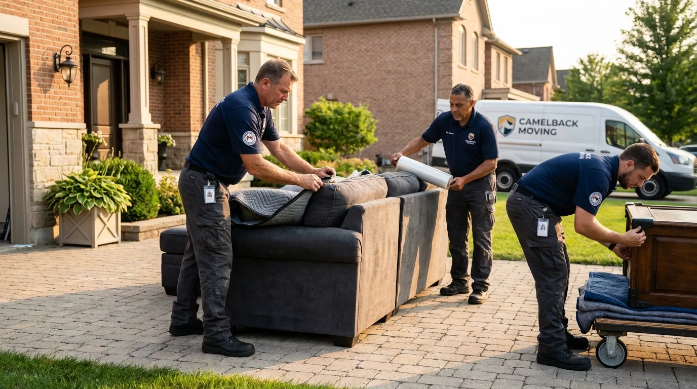 Large estate moving crew wrapping furniture in Moorpark, CA