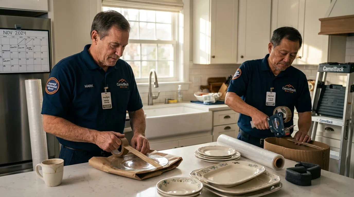 Professional crew packing kitchen dishware in Moorpark, CA